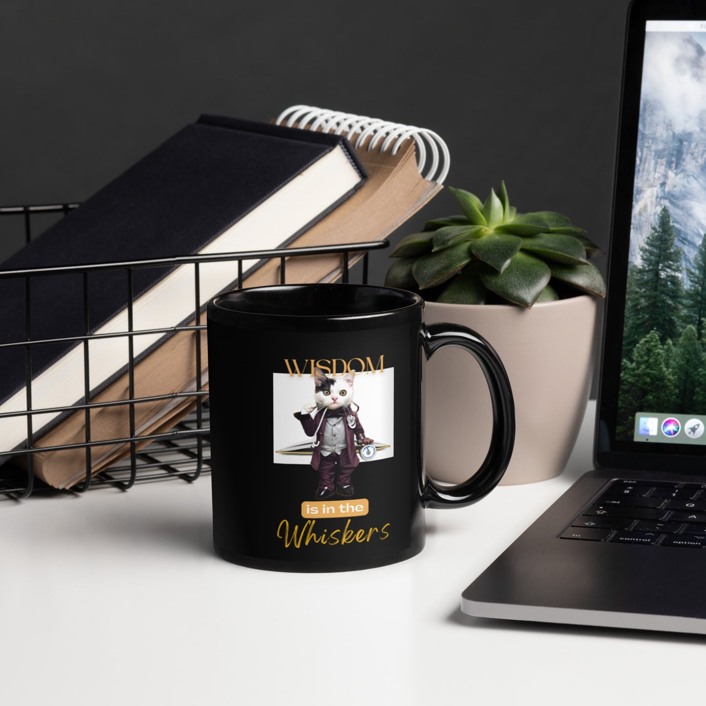 Glossy "Whiskers" Mug in Black