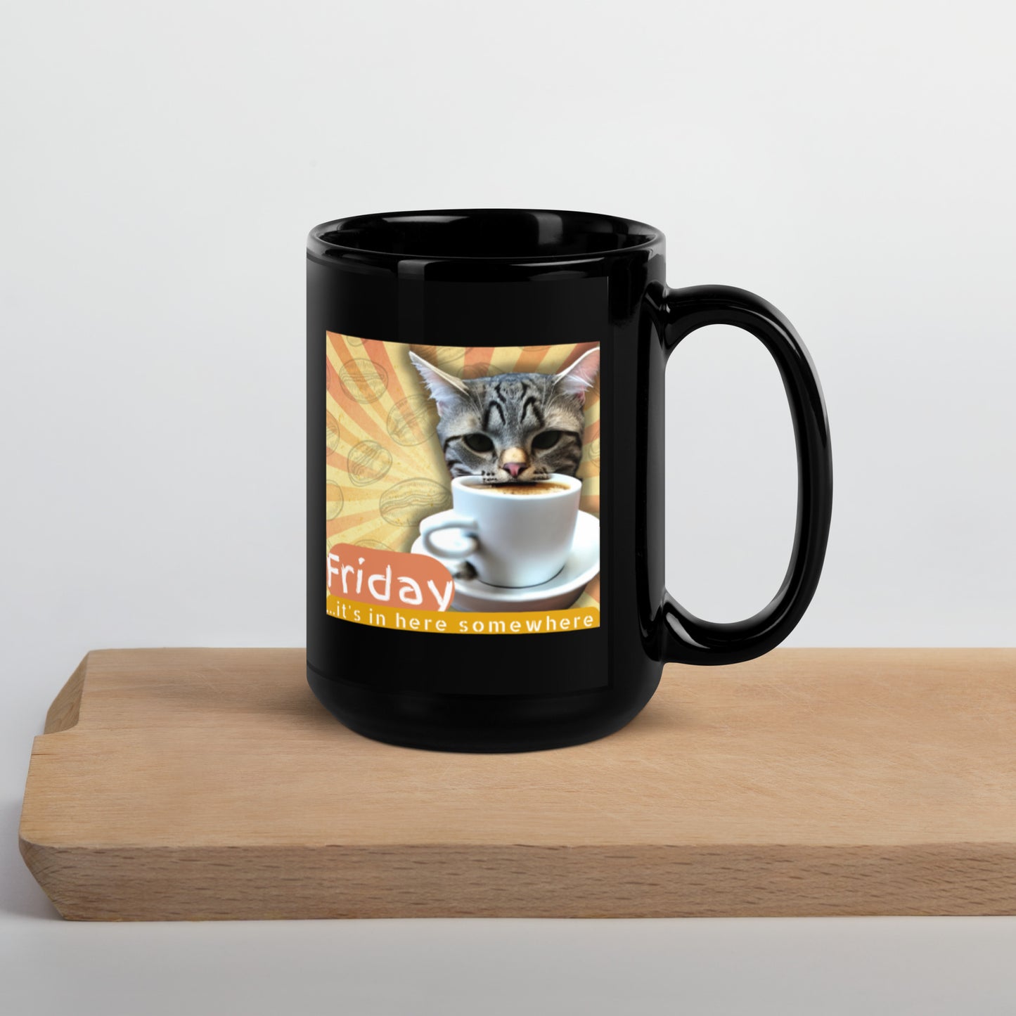 Glossy "Friday Search" Mug in Black