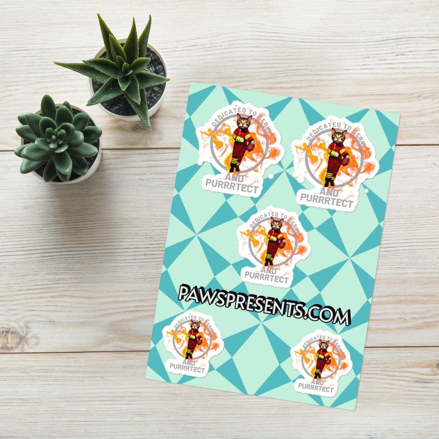 "Feline Firefighter" Sticker Sheet