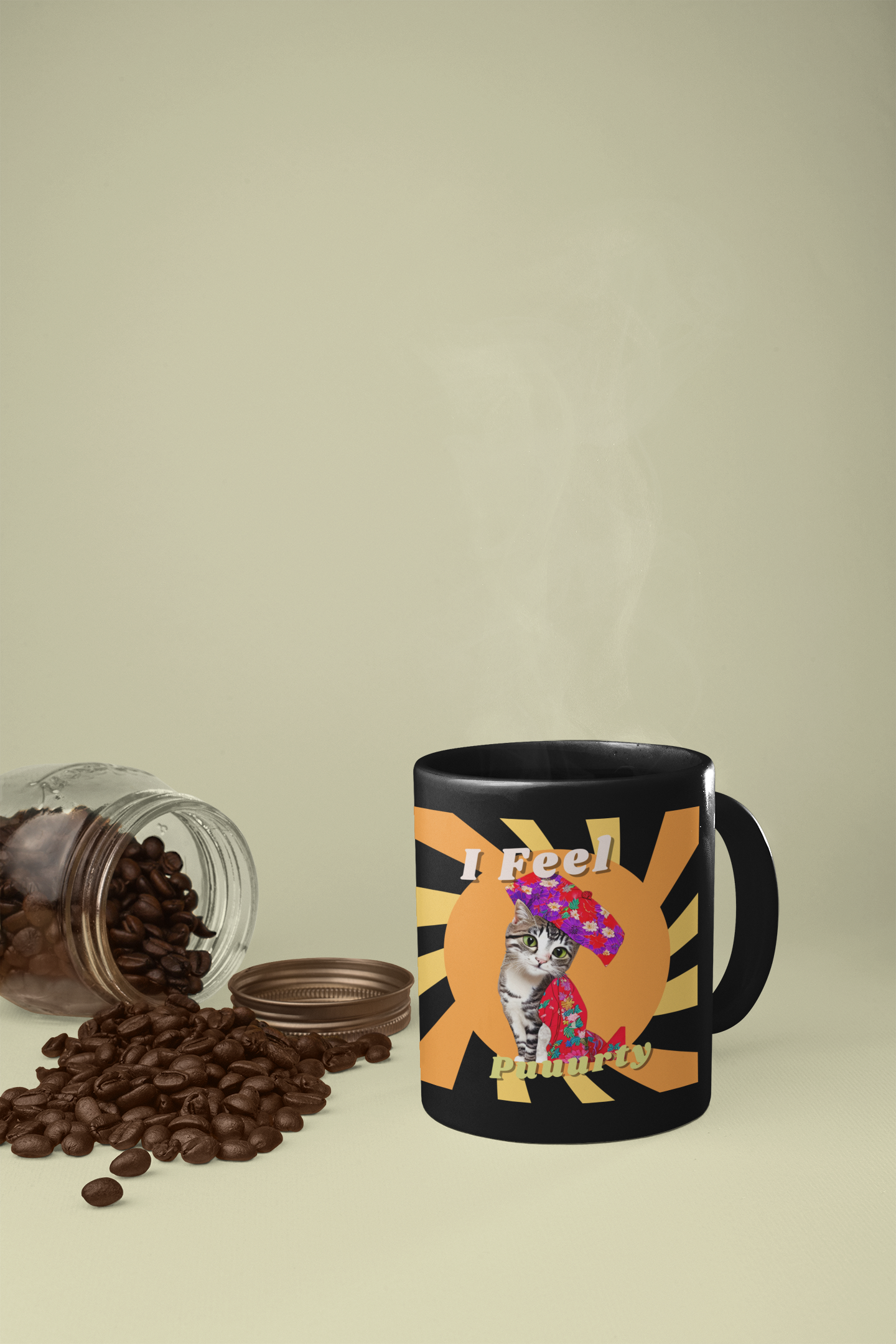 Glossy "Puuurty" Mug in Black