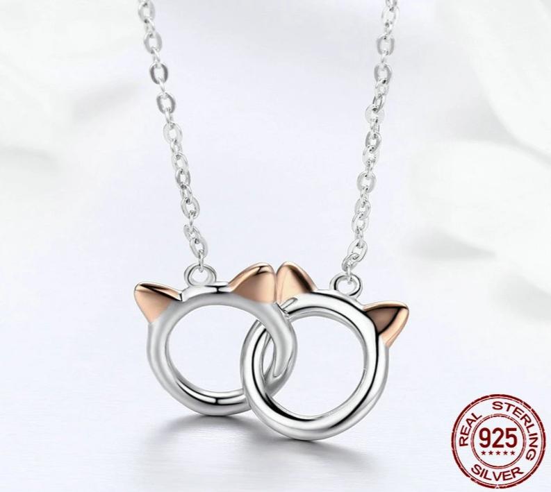 Silver Cat Link Necklace