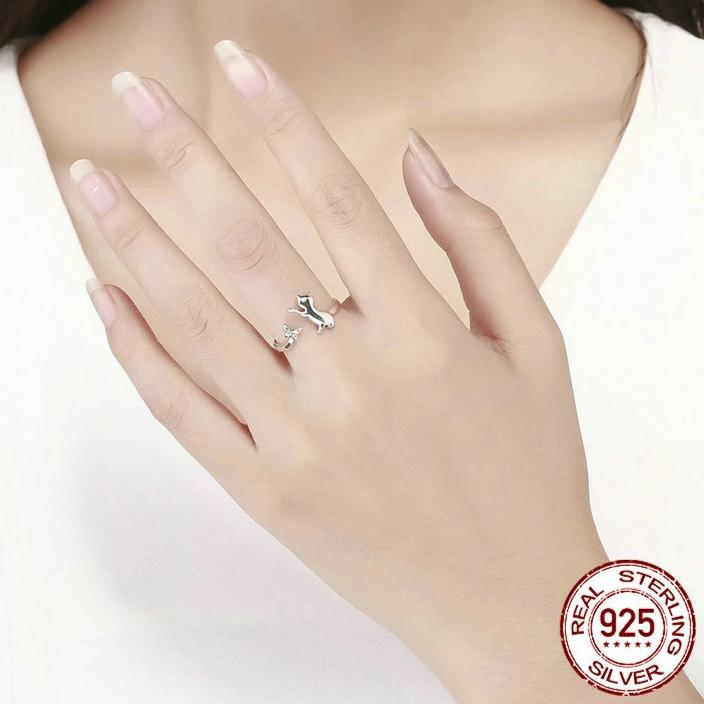 Silver Playful Cat Ring