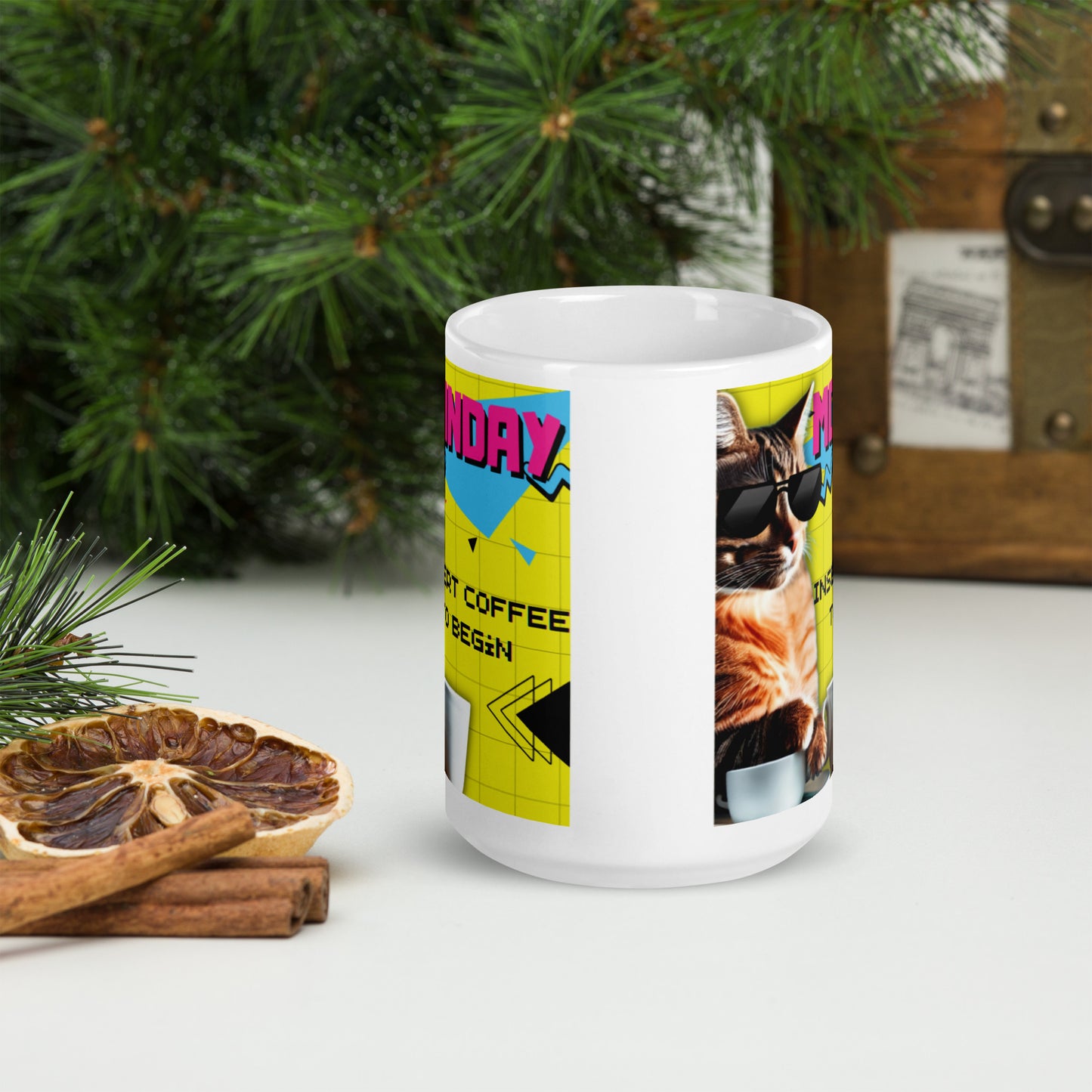 Glossy "Monday Fix" Mug in White