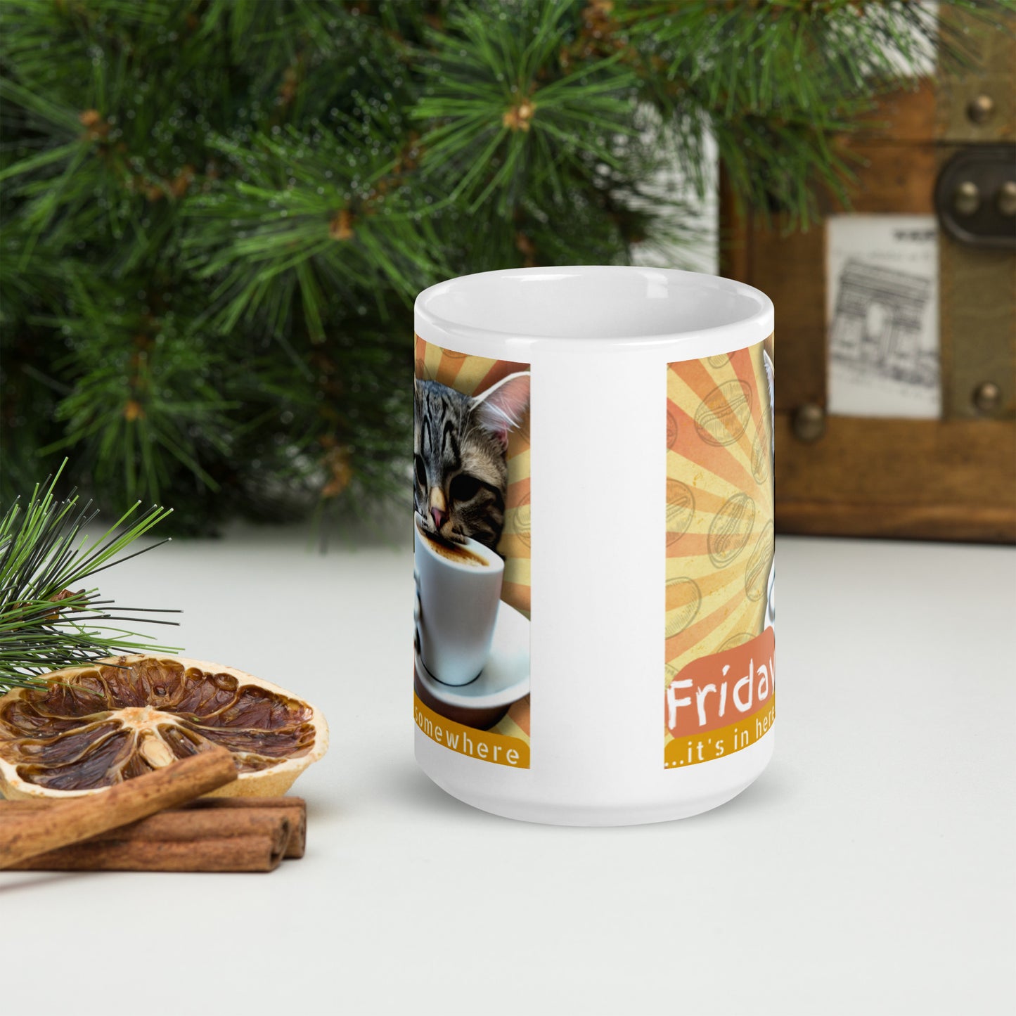 Glossy "Friday Search" Mug in White