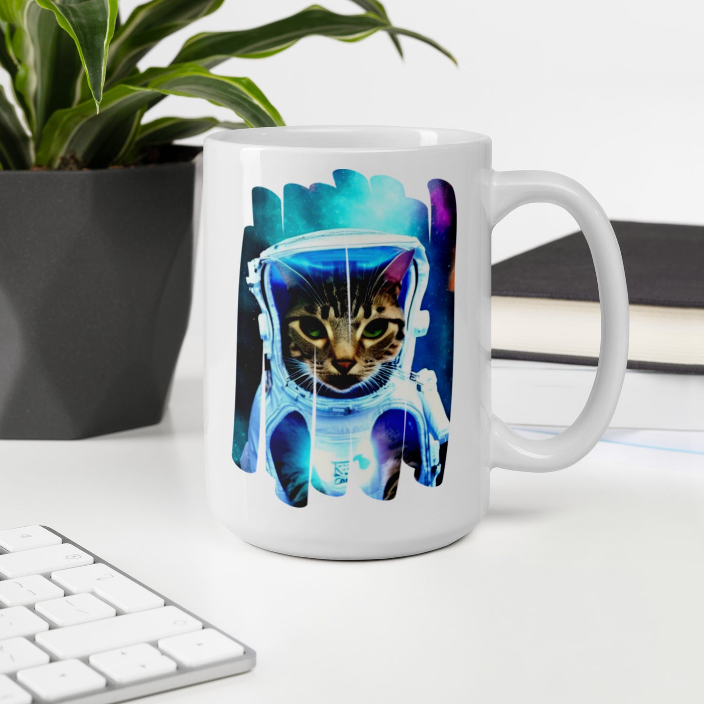 Glossy "Space Kitty" Mug in White