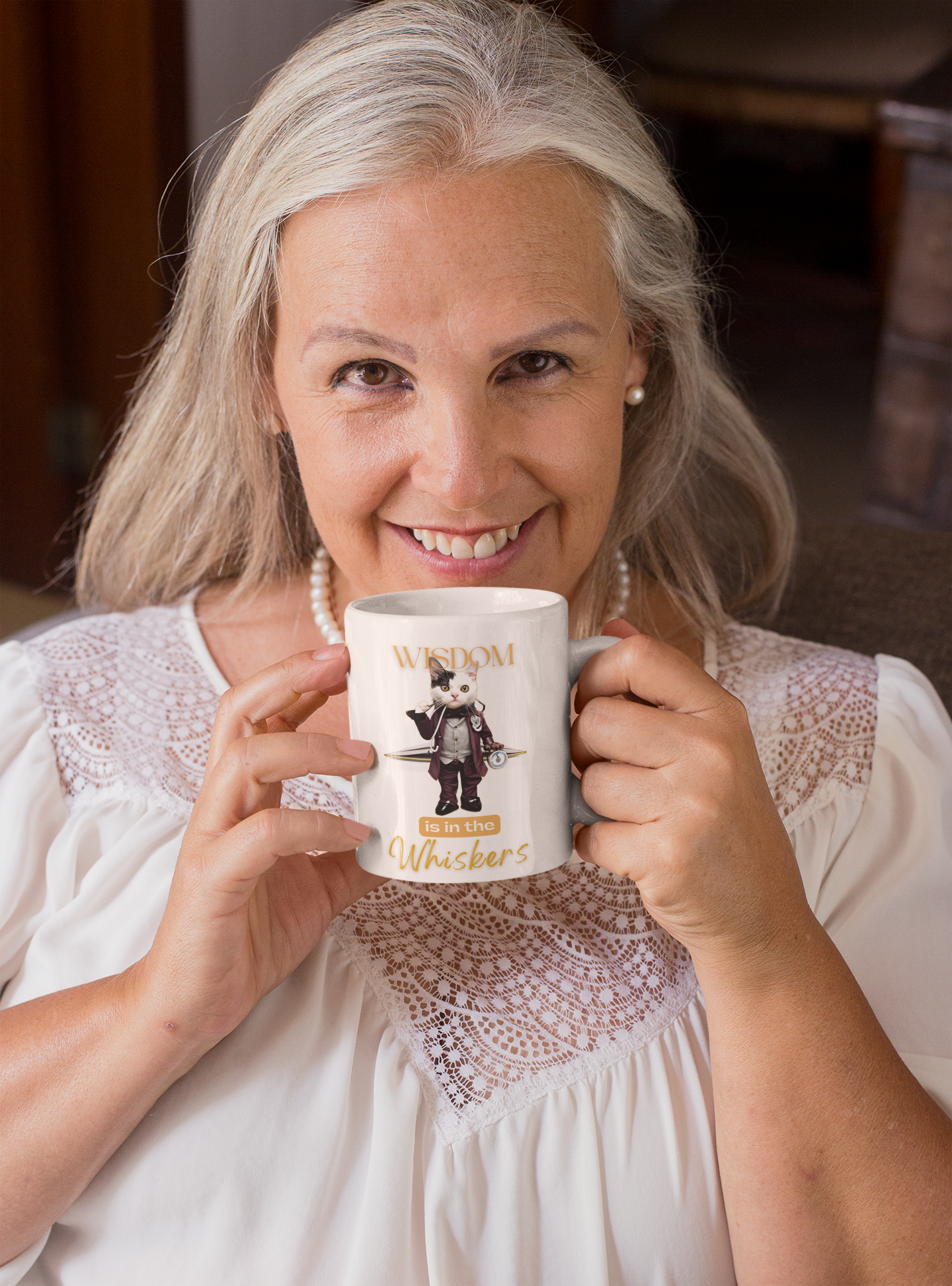 Glossy "Whiskers" Mug in White