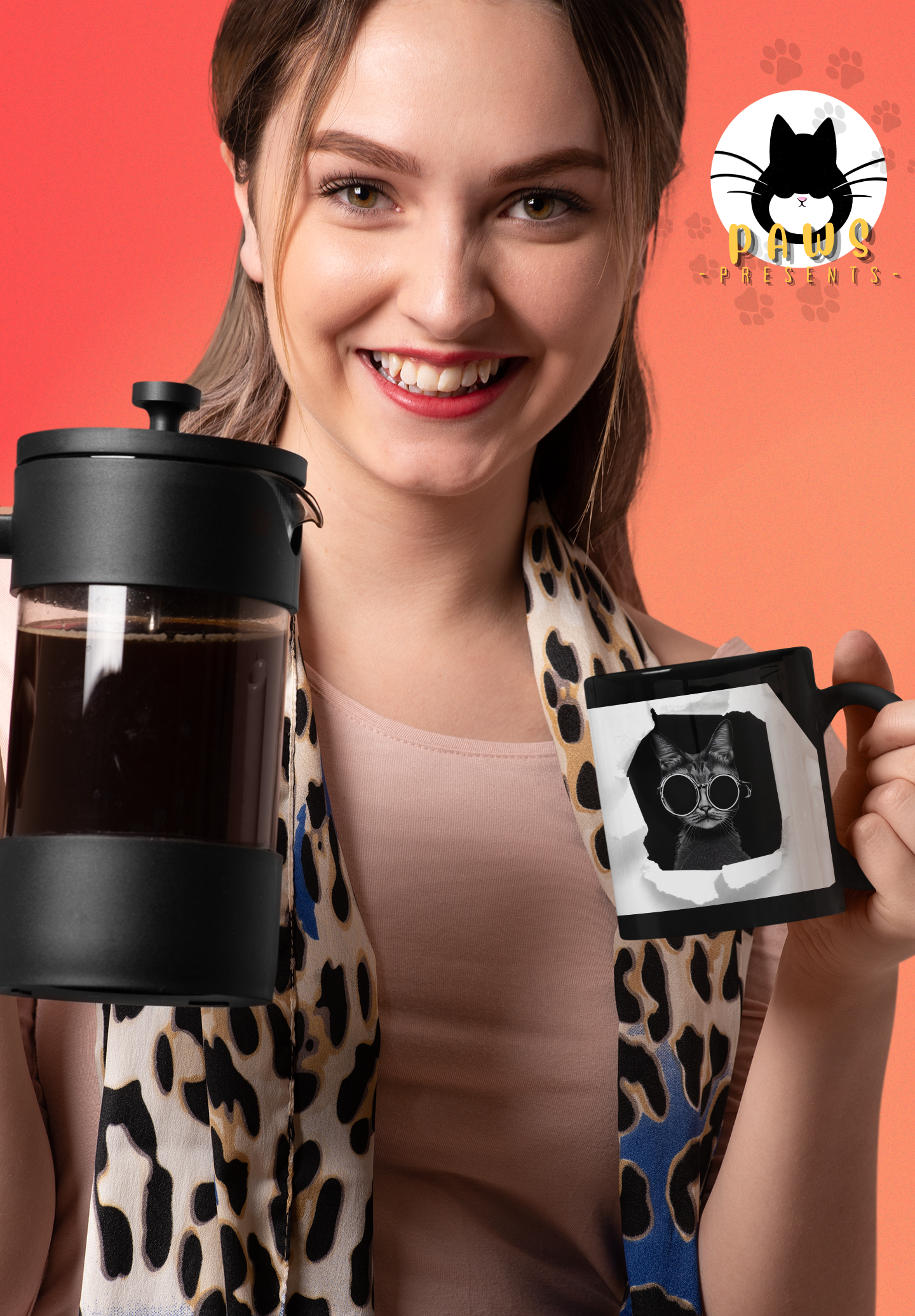 Glossy "Breakout Cat" Mug in Black