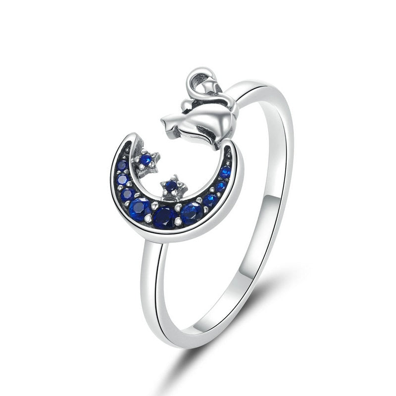 Cat & Moon Ring