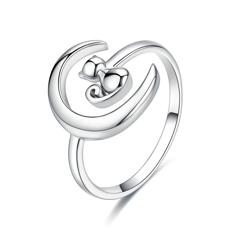 Cat & Moon Ring