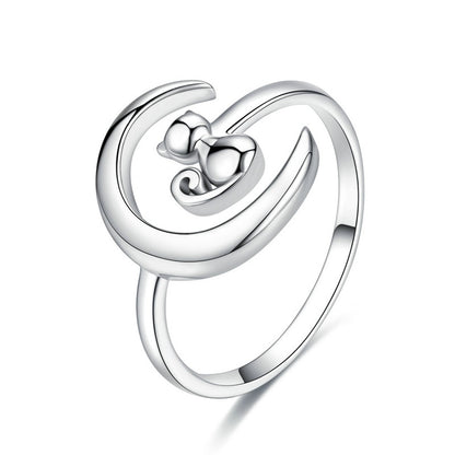 Cat & Moon Ring
