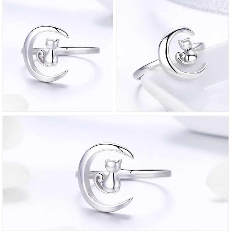 Cat & Moon Ring