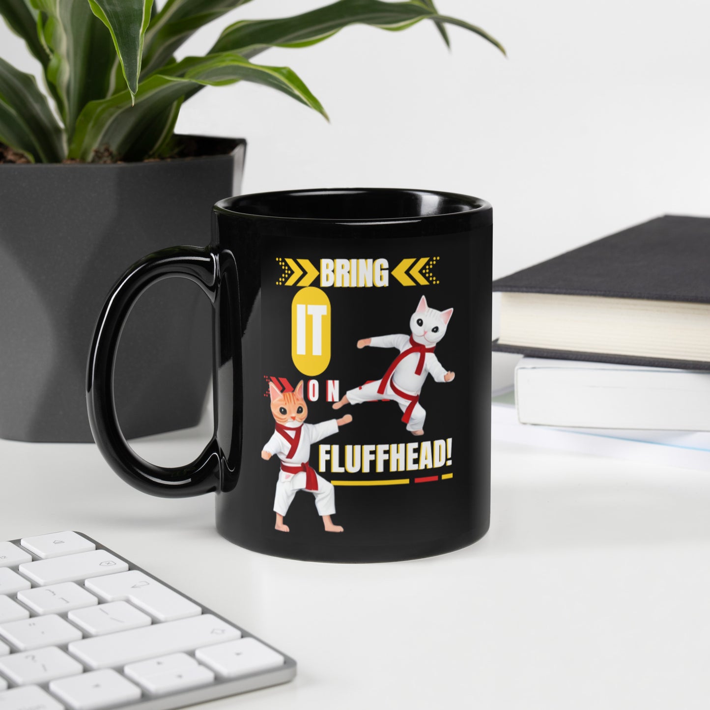 Glossy "Fluffheads" Mug in Black