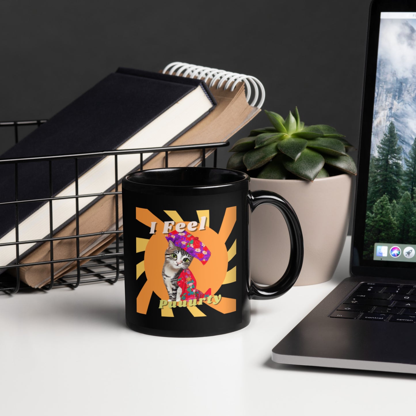 Glossy "Puuurty" Mug in Black