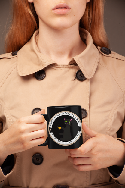 Glossy "Coffee Cat" Mug in Black