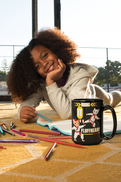 Glossy "Fluffheads" Mug in Black