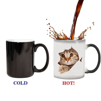 Cute Cat Panda Magic Temperature Changing Cup Color Changing Chameleon Mugs Heat Sensitive Cup Coffee Tea Milk Mug Novelty Gifts