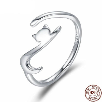 Open Cat Kitten Pet Animal Cute Ring - New .925 Sterling Silver Band - Sizes 4-12