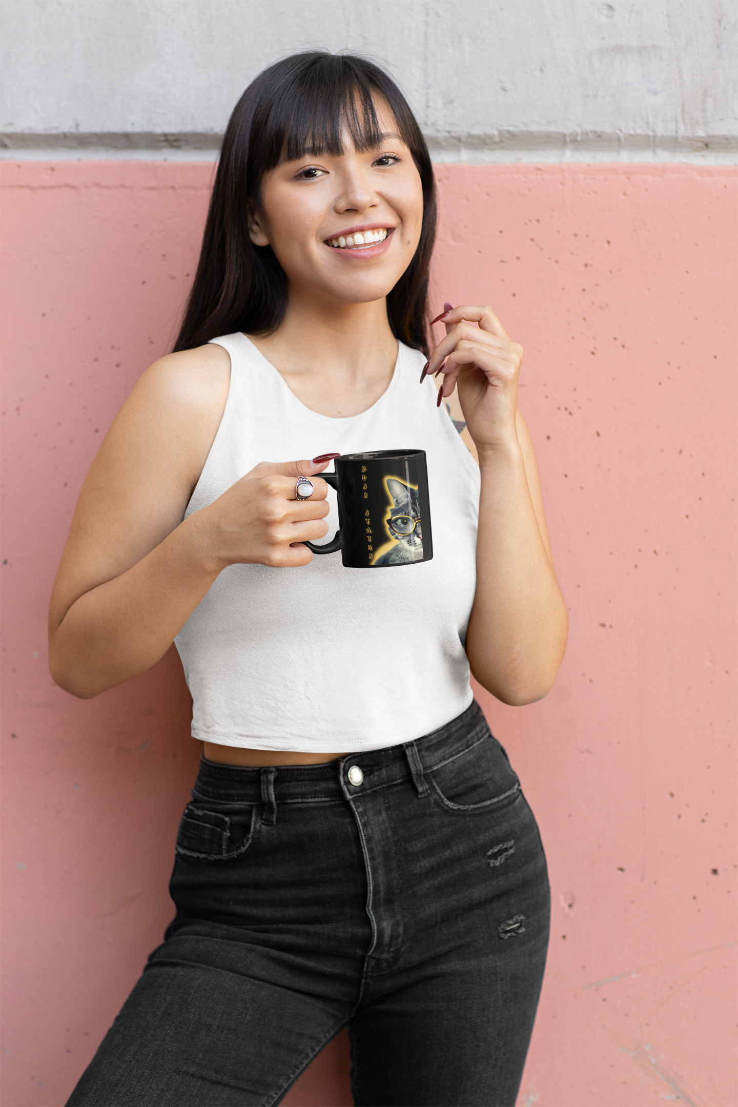Glossy "Boss Status" Mug in Black