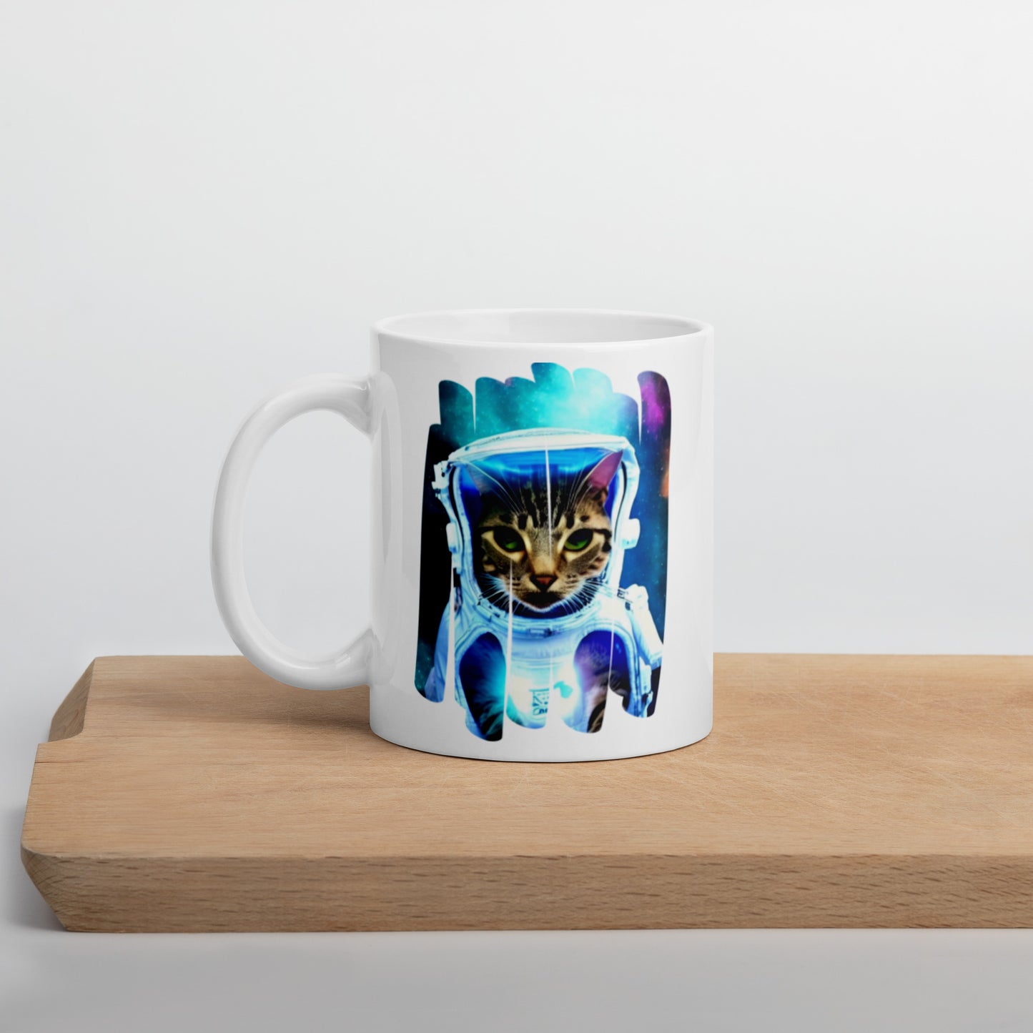 Glossy "Space Kitty" Mug in White