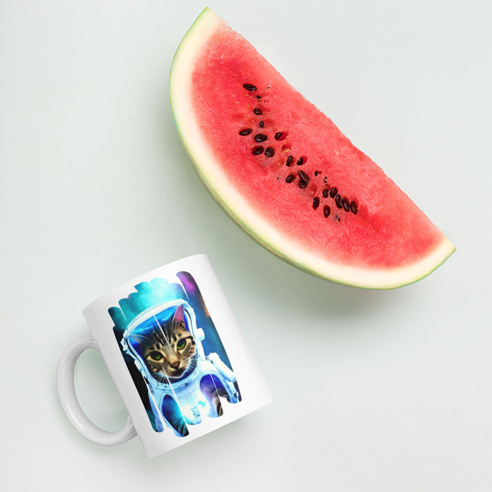 Glossy "Space Kitty" Mug in White