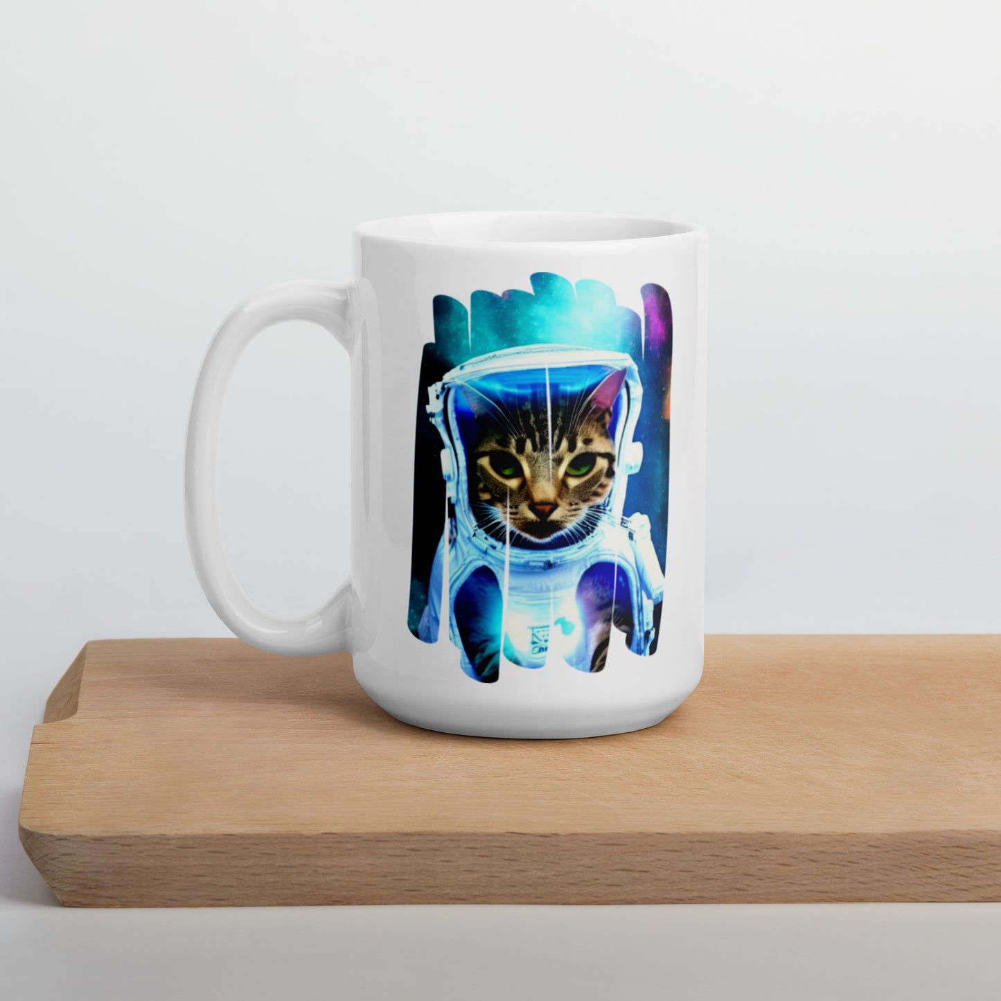 Glossy "Space Kitty" Mug in White