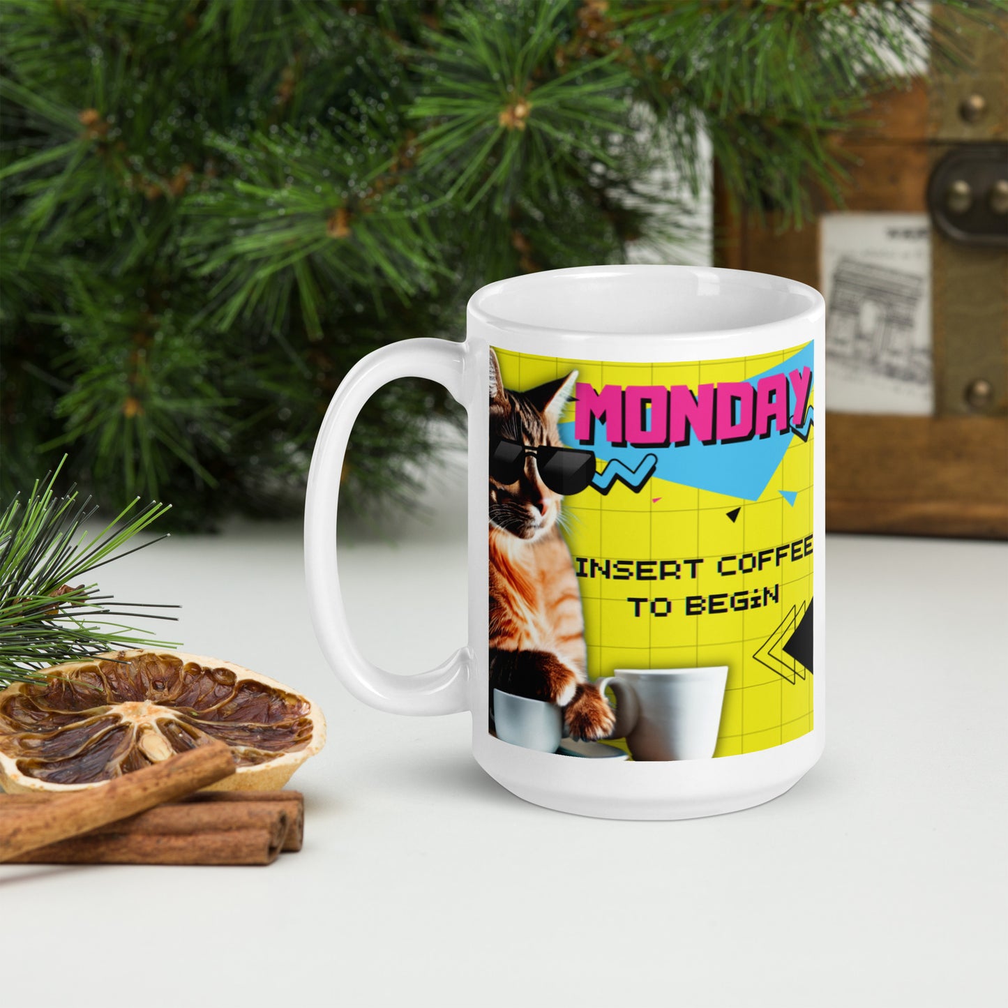 Glossy "Monday Fix" Mug in White