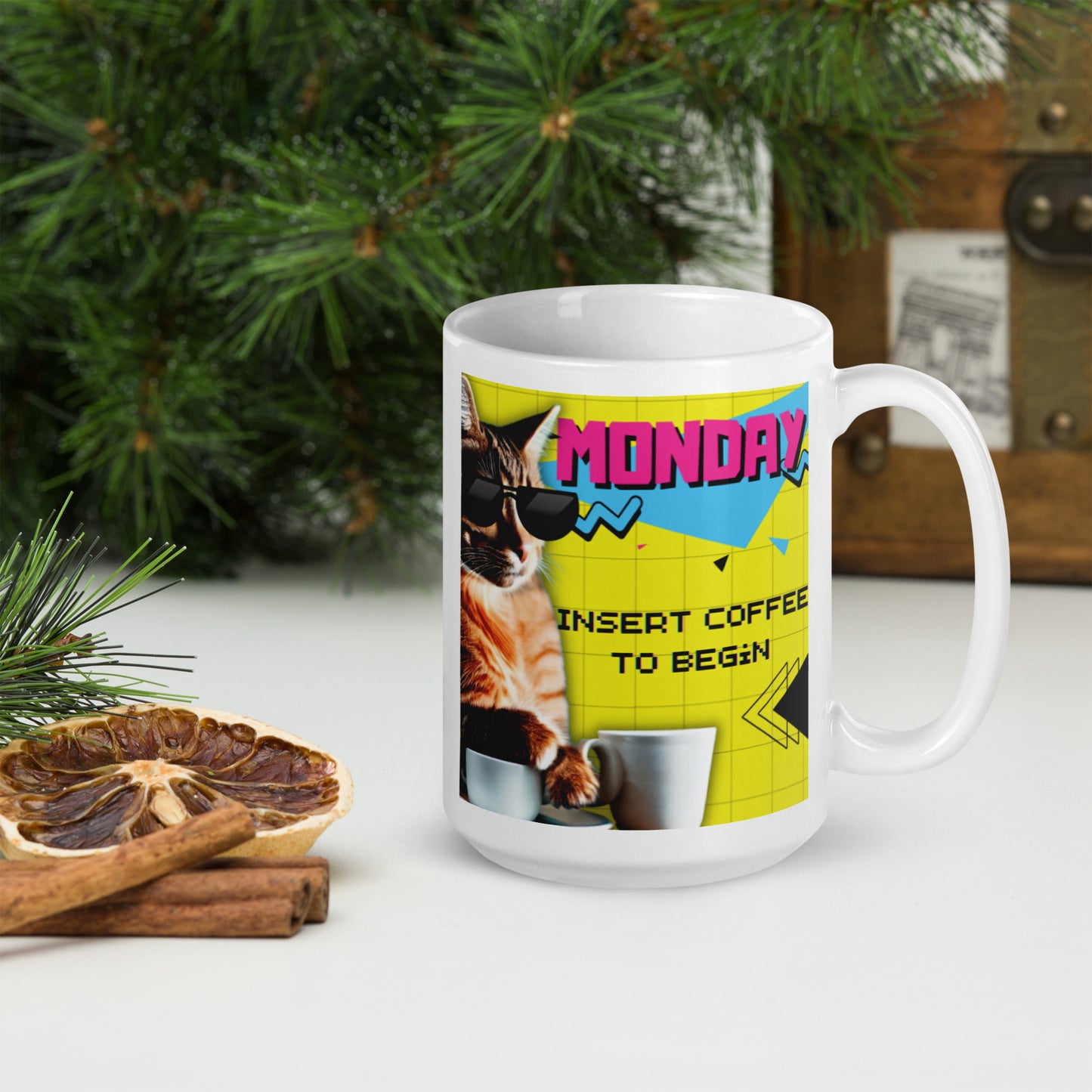 Glossy "Monday Fix" Mug in White